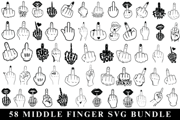 58 Middle Finger SVG Bundle: A Bold Graphic Design Asset for Crafts and Merch