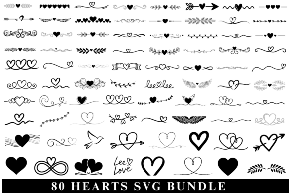 80 Hearts SVG Bundle: A Graphic Design Asset for Crafts
