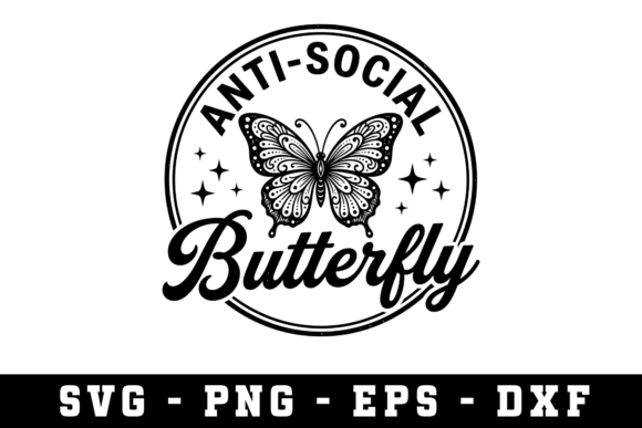 Anti-Social Butterfly SVG Cut File for Crafts and Creative Branding