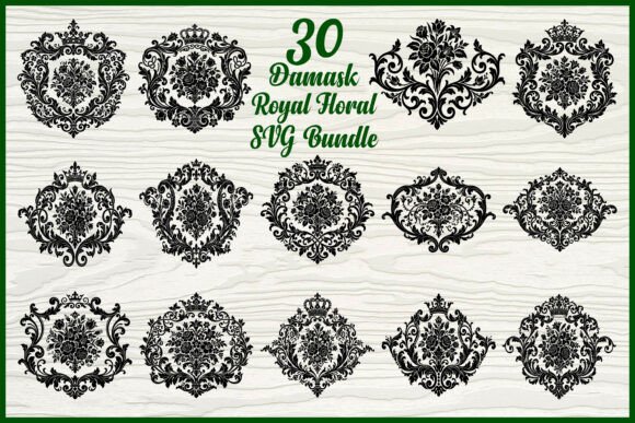 Damask Royal Floral SVG Bundle: A Luxurious Graphic Design Asset for Crafts and Marketing