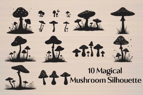 Fairy Forest Mushroom Silhouette: A Graphic Design Asset for Magical Crafts