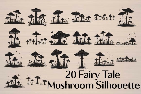 Fairy Tale Mushroom Silhouette: A Magical Graphic Design Asset for Crafts