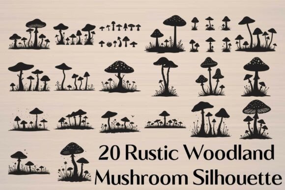 Fantasy Woodland Mushroom Silhouette: A Versatile Graphic Design Asset for Crafts