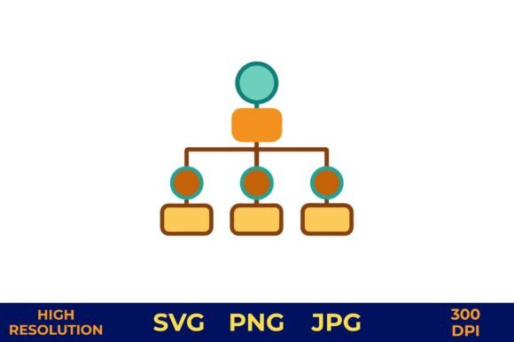Flat Vector Org Chart with Three Levels: A Graphic Design Asset for Crafters
