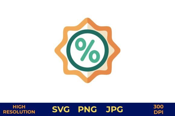 Green and Orange Percentage Icon Vector for Graphics & Illustrations