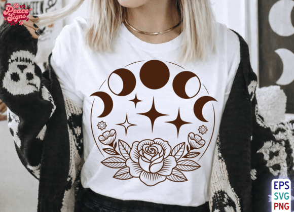 Moon Phase Floral SVG: A Witchy Graphic for T-Shirt and Editorial Designs