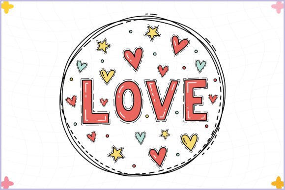 Valentines Doodle Love Badge Clipart PNG Review: A Heartfelt Embroidery Design