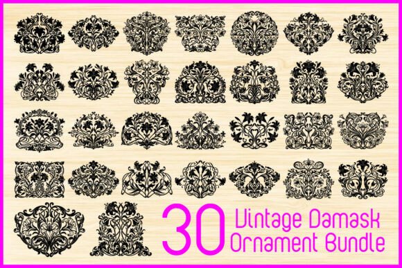 Vintage Damask Ornament Bundle SVG: A Timeless Graphic Design Asset for Crafts and Branding