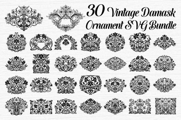 Vintage Damask Ornament SVG Bundle: A Timeless Graphic Design Asset for Crafts and Marketing
