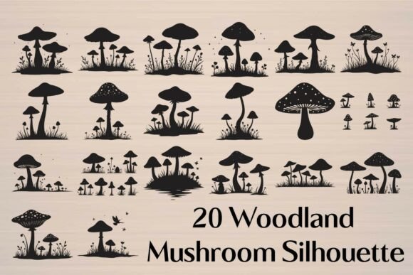Woodland Mushroom Silhouette SVG Bundle: A Crafty Graphic Design Must-Have